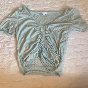 Blue touched garage top